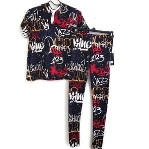 Love University Women's Graffiti Themed 2-Piece Hoodie Leggings Set Small